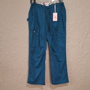 Koi Blue Cargo Pants with Adjustable Waist